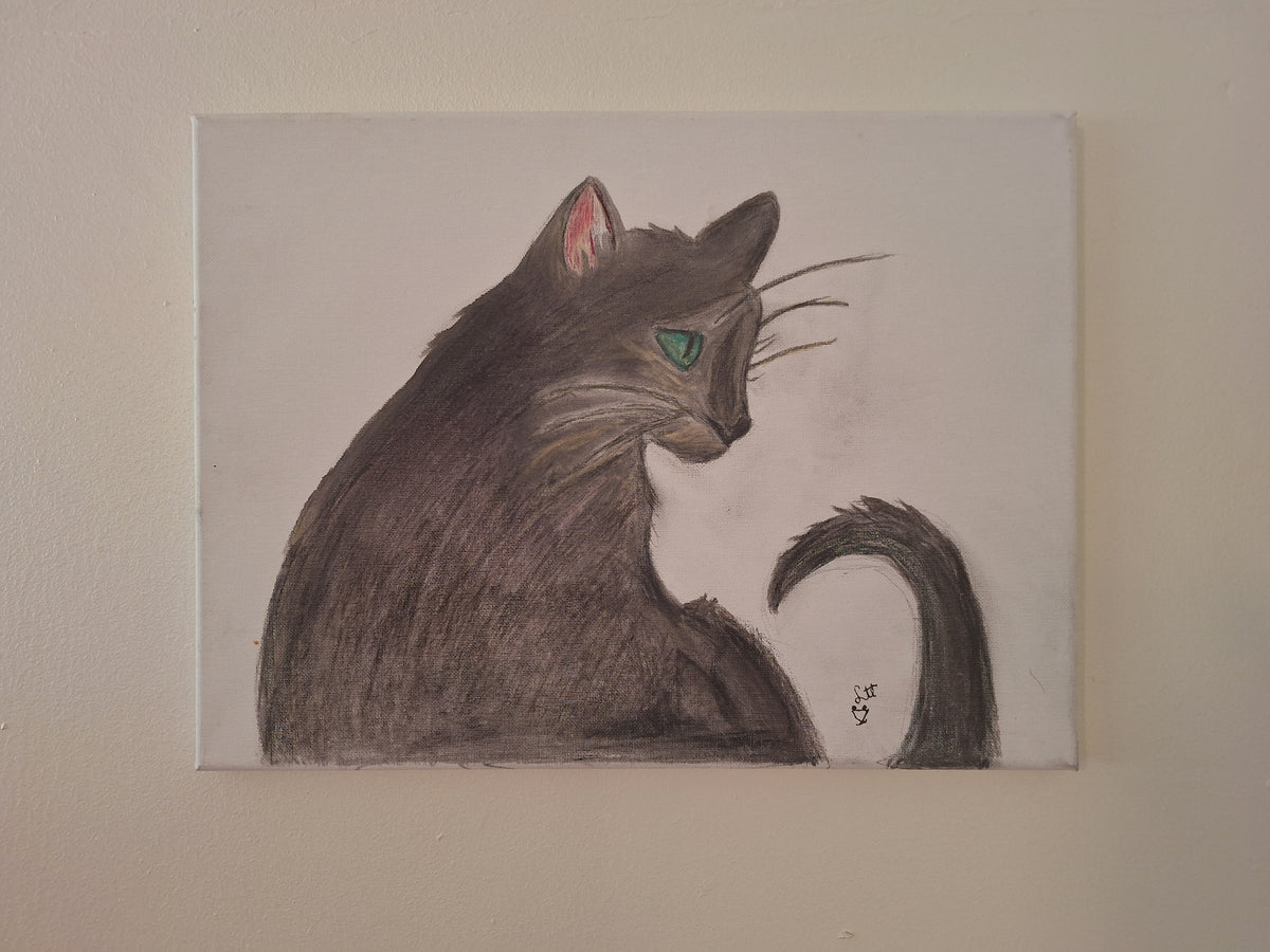 The Green-Eyed Feline – Signed Original Acrylic on Canvas (20" x 16") | The Lydia Collection