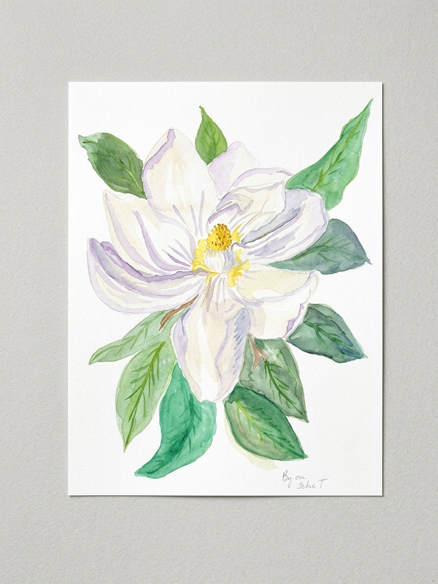 Magnolia in Bloom — Original Watercolor by Lydia